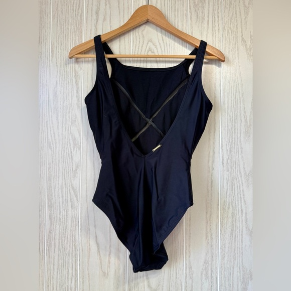Anne Cole Collection One Piece Swimsuit Black with Mesh Size 10 EUC - Picture 3 of 4